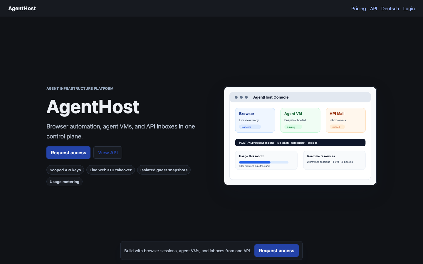 AgentHost website preview